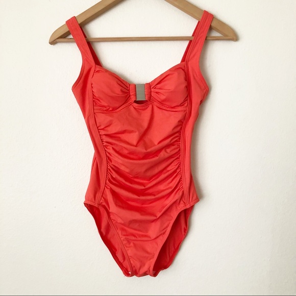 Calvin Klein Other - Calvin Klein Coral Shirred One Piece Swimsuit